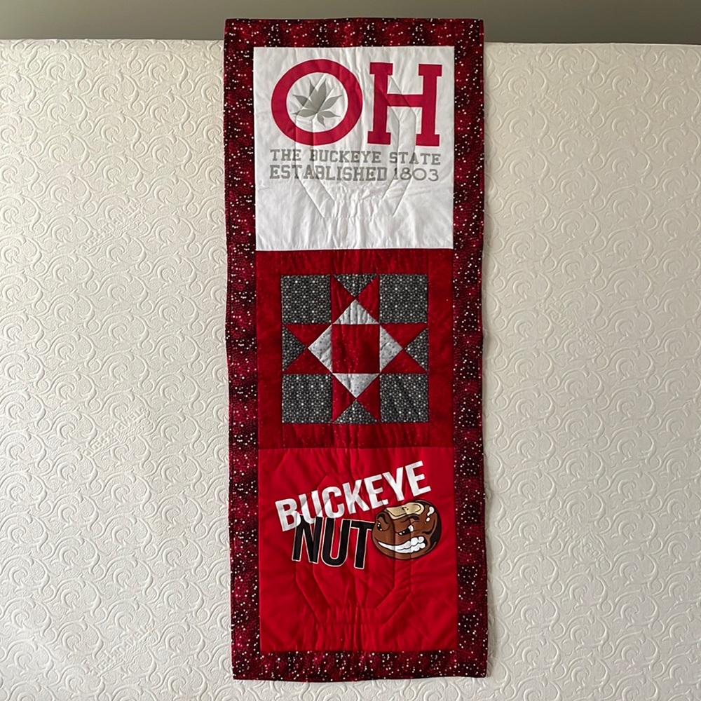 The Ohio state university hand quilted wall banner